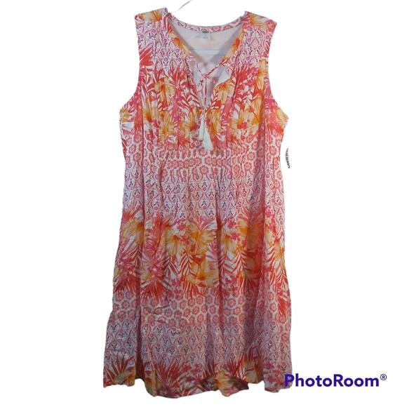 Old Navy Print Pintuck Swing Dress Summer Size Small - Picture 1 of 9